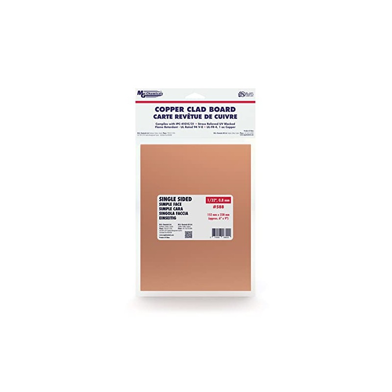 MG Chemicals Copper Clad Board, Single Sided, 9" x 6",