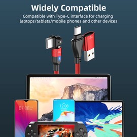 Aporia - 60W USB A & USB C Cable Cord to Type C with 180 Degree Rotating Head | PD 60W Fast Charging Data Transfer | Portable + Travel Friendly (Purple, 3ft)