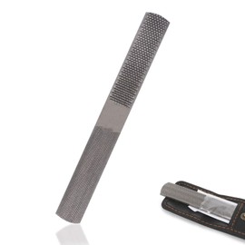 Multi-Function 4-in-1 File, High Carbon Steel Hand File, 4 Way Wood Rasp File with Flat/Half Round Sharps & Black Oxford Storage Bag, for Wood, Soft Metal, Plastic and etc. (1pcs)
