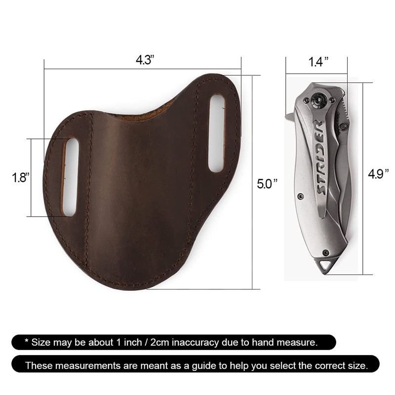 Gentlestache Leather Knife Sheaths for Belt, Pocket Knife Holder, EDC