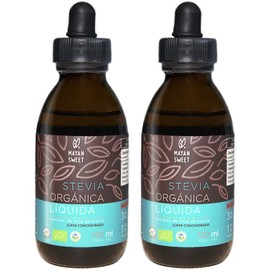 Stevia Orgánica Líquida, 120 ml, Duopack, Rinde 1400 tazas, Mayan Sweet
