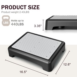 GWNF One Step Stool, Portable Easy-Store Step Stool for Seniors & Kids, Non-Slip Surface and Feet, Small Step Stools for Adults, Mobility & Daily Living Aids for Bedside, Car, Kitchen（Black-Grey）