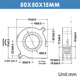 WINSINN 50mm 5015 Blower Fan 24V, 3D Printer 24 Volt Fans Blower Turbine Turbo Hydraulic Bearing, Brushless Cooling 50mmx15mm 2PIN (Pack of 4Pcs)