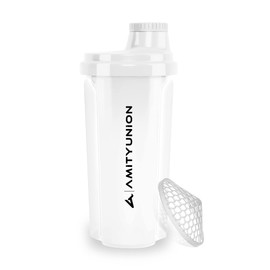 Original protein shaker deluxe 500 ml, leak-proof, BPA-free, fitness mixer with strainer and scale for creamy whey powder shakes, protein isolates, BCAA concentrate, white