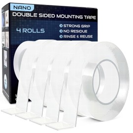 Lockport Nano Tape Double Sided Tape Heavy Duty Hanging - 4 Pack - 1 in x 10 Ft Each - Magic Clear Adhesive Perfect for Walls, Wood, Tile, Plastic, Pictures & Metal Surfaces - Strong Grip