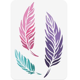 NBEADS Tiny Feather Painting Stencil, 29.7 x 21 cm Reusable DIY Arts and Crafts Stencils Hollow Out Drawing Painting Template for Painting on Wood Fabric Paper Walls Canvas Furniture