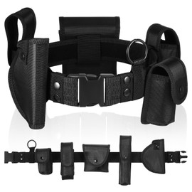 abcGoodefg 6 in 1 Black Utility Belt Tactical Police Belts with Pouch Men/Women Security Belt Law Enforcement Duty Belt Costume Belt (6 PCS, Black)