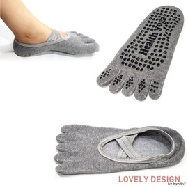 Pilates/Yoga Non-Slip Socks Individual Polybag Packaging/Toe Open (Black) 4ea