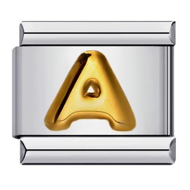 M&S A-Z Initial Letter Name Alphabet Gold Silver 9mm Italian Charm Compatible With Nomination Bracelet (A)