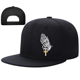 Christian Flat Bill Hats for Men Snapback Hats for Men Jesus Cross Hat Black Fitted Cool Hat Adjustable Snap Back Baseball Cap Hip Hop Workout Trucker Caps New Year Christmas Christ Gifts