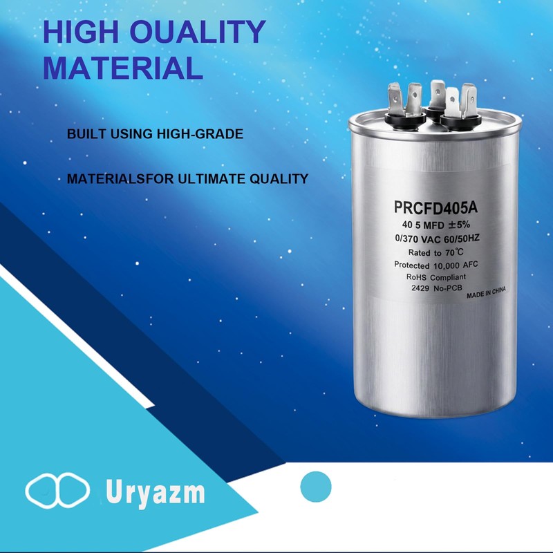 Uryazm 40+5 uf MFD 370/440 VAC Dual Run Round Capacitor,