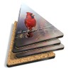 4 x Triangle Coasters - Red Northern Cardinal Bird Cork