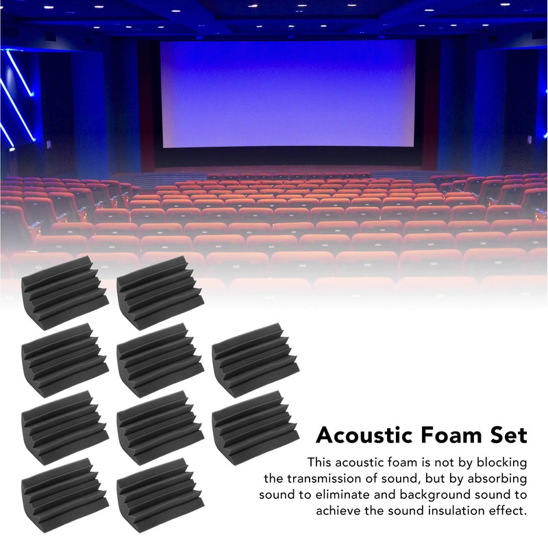 10Pcs Acoustic Foam Noise Pollution Reducing Polyurethane Sound Absorption Foam