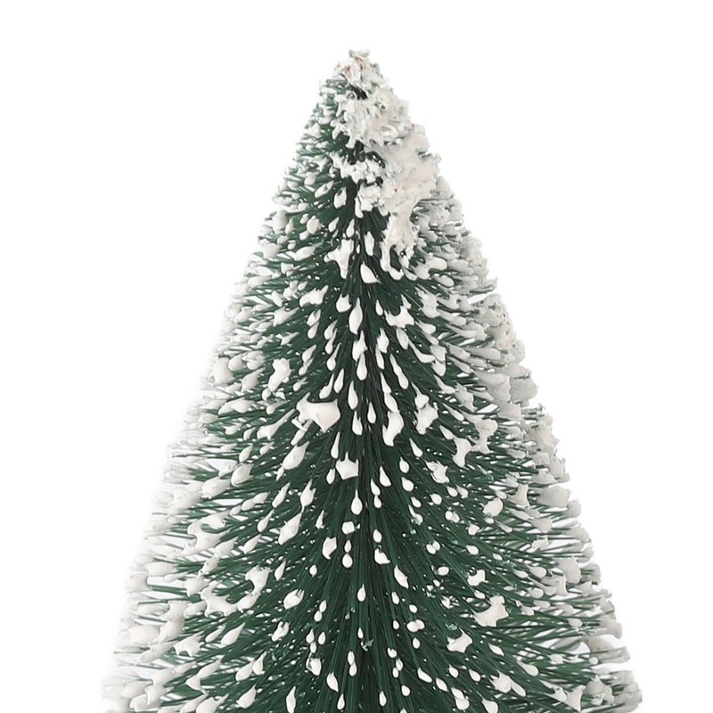 10pcs Mini Tabletop Christmas Trees Snow Frosted Pine Trees with