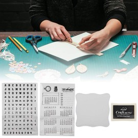 Sello de silicona, sello de silicona transparente transparente con almohadilla de tinta negra y bloque acrílico para cuentas de mano de bricolaje, álbum de recortes, calendario decorativo