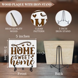 Home Desk Decor, Home Sweet Home Sign With Iron Stand, Housewarming Gifts For Women Men Family New House Owner Neighbours, Rustic Farmhouse Home Living Room Desk Shelf Decor -20