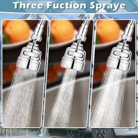 3 Mode RV Kitchen Faucet, XFIRE-GEAR 8in Camper Faucet Kitchen with Flexible Arc 360 Degree Rotatable Function Sprayer, RV Sink Faucets for Motorhomes, Travel Trailers (Silver Plating)