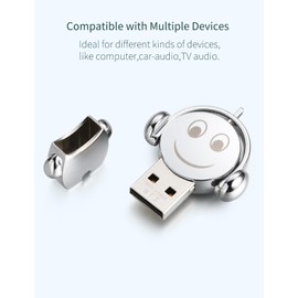 ZJR USB Flash Drives 128GB Thumb Drive Cute Cartoon Metal Pen Drive 2.0 Portable Memory Stick with Keychain Data Storage Flash Drive Gifts for Friends Family Classmates (128GB, Silver（X1）)