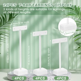 Marsui Earring Display Stands for Selling Set Wooden T Bar Jewelry Display Stand Holder for Necklaces Bracelet Showroom Trade(White,12 Pcs)