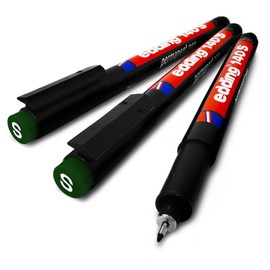 Edding 140S Permanent Pen - Superfine 0.3mm Nib - Pack of 3 Green