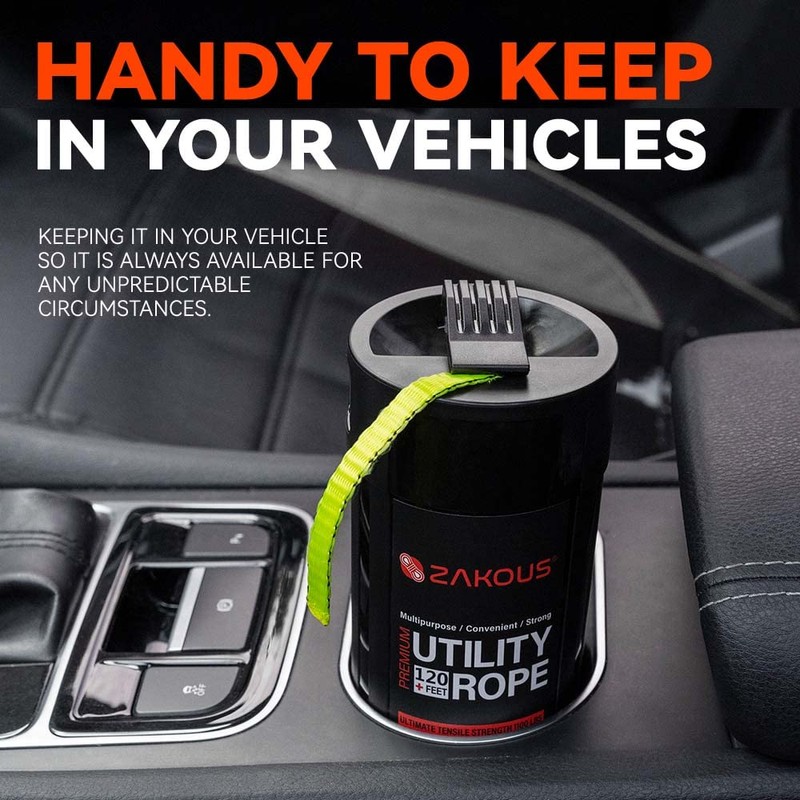 Zakous Zakous All Purpose Utility Rope Canister, 120 Feet 1100lb