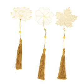 KICHOUSE Metal Bookmarks Tassels 3pcs Flower Bookmarks Metal Material for Reading and Writing