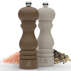 Peugeot Paris u'Select 7" Salt & Pepper Mill Set - Manual Mills with Adjustable Grinding - Kitchen Seasoning Tools, Stainless Steel & Beechwood - 2025 Pantone Color of the Year! (Ash/Mocha Mousse)
