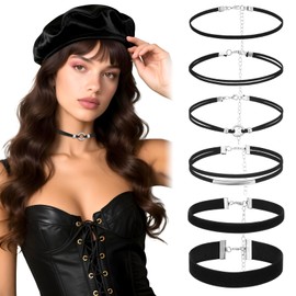 DOPENSPI 12PCS Black Choker for Women, Black Velvet Choker Set Layered Gothic Necklace Classic Chokers Necklace Adjustable Necklaces Gothic Jewelry for Women Cool Gifts