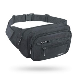 FREETOO Bum Bag Multifunctional Waist Bag with Zip, Suitable for Travel Hiking and All Outdoor Activities, Black for Men and Women