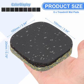 PATIKIL 6 Pcs Treadmill Mat Pads, 4x4x0.8 High Density Foam Anti Vibration Pad Sound Proof Floor Mat Exercise Equipment Mat for Carpet Protect Noise Reduction Home Gym, Gray