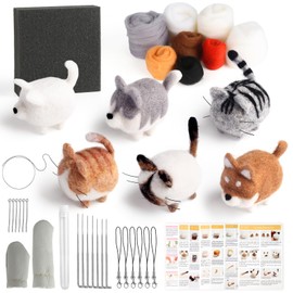 Needle Felting Kit, 6 Set Needle Felting Kits for Beginners, with Felting Needles, Foam Pad and Instruction, Felting Tools Animal Wool Needle Felting Starter Kit for DIY Felting Craft Project