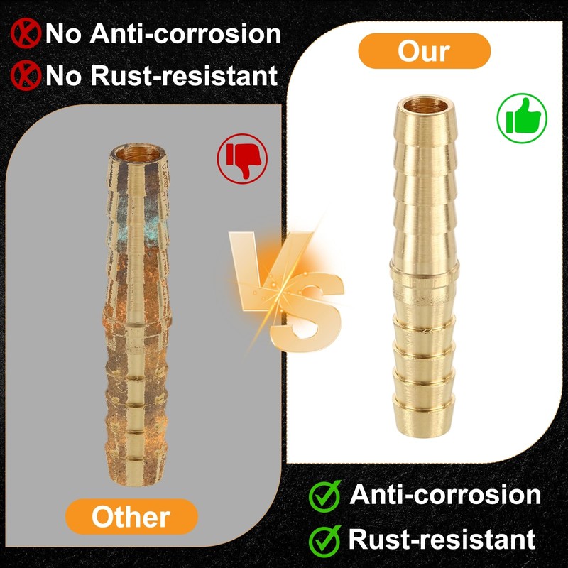 sourcing map 3pcs 10mm to 6mm Brass Hose Barb Fitting