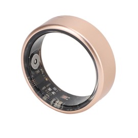 ASHATA Ultra Thin Smart Ring, Health Fitness Tracker Ring to Monitor Fitness Pedometer Sleep Tracking APP, Charging Case, Wearable Smart Health Ring for Men Women, 7 Days (Gold)