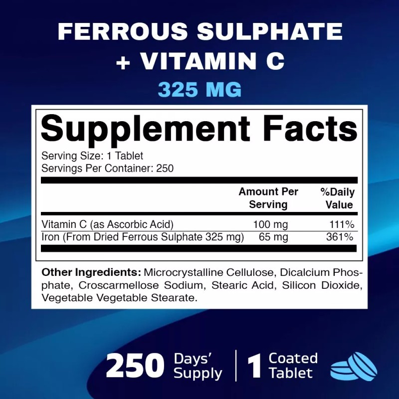 Vitamatic Ferrous Sulphate 325 mg + Vitamin C 100 mg-