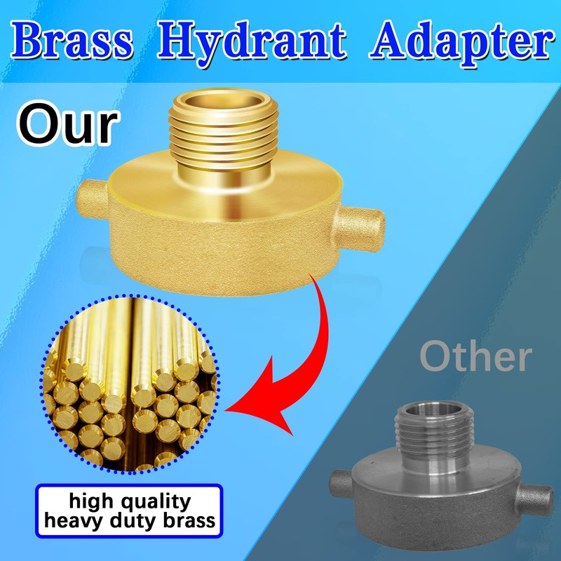 Brass Hydrant Adapter - 1-1/2" NST/NH Female x 3/4" GHT