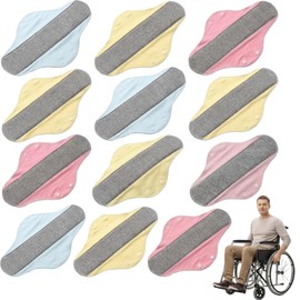 12 PCS Reusable Incontinence Pads for Women, Reusable Sanitary Pads, Washable Incontinence Pads, High Quality Washable Cotton Pads in Random Colors, For Women Seeking Comfort and Sustainability in Dai