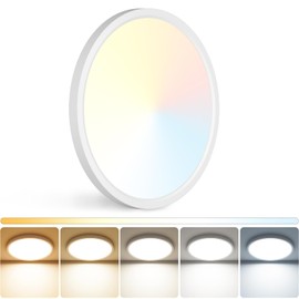 Peasur 12×0.66Inch LED Flush Mount Ceiling Light Fixtures - 24W Ultra-Thin Kitchen Bedroom Lighting, 3000k/3500k/4000k/5000k/6500k 5 Color Temperatures Selectable for Dining Room (White)