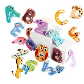 NOOLY 26 Stück Tiere Kühlschrank Alphabet Magnete Kinder Baby Kleinkind Lernspielzeug für Kinder zum Lernen im Vorschulalter CLTT0102