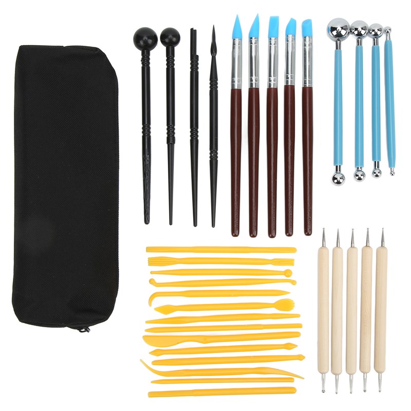 Clay Sculpting Tools Kit 33pcs Ball Stick Silicone Pen Portable