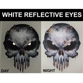 Decals by Haley WHITE REFLECTIVE EYE BONE USA AMERICAN FLAG SKULL STICKER DECAL CAR TRUCK WINDOW