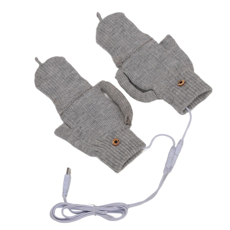 USB Heating Gloves Warm Cotton Full Finger and Half Fingerless