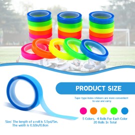Modixun 20 Rolls Transparent Writeable Highlighter Tape, Transparent Sticky Notes, 5 Bright Colours, Book Tabs, Note Tabs, Page Markers, Sticky Tabs, 0.8 cm × 5 m