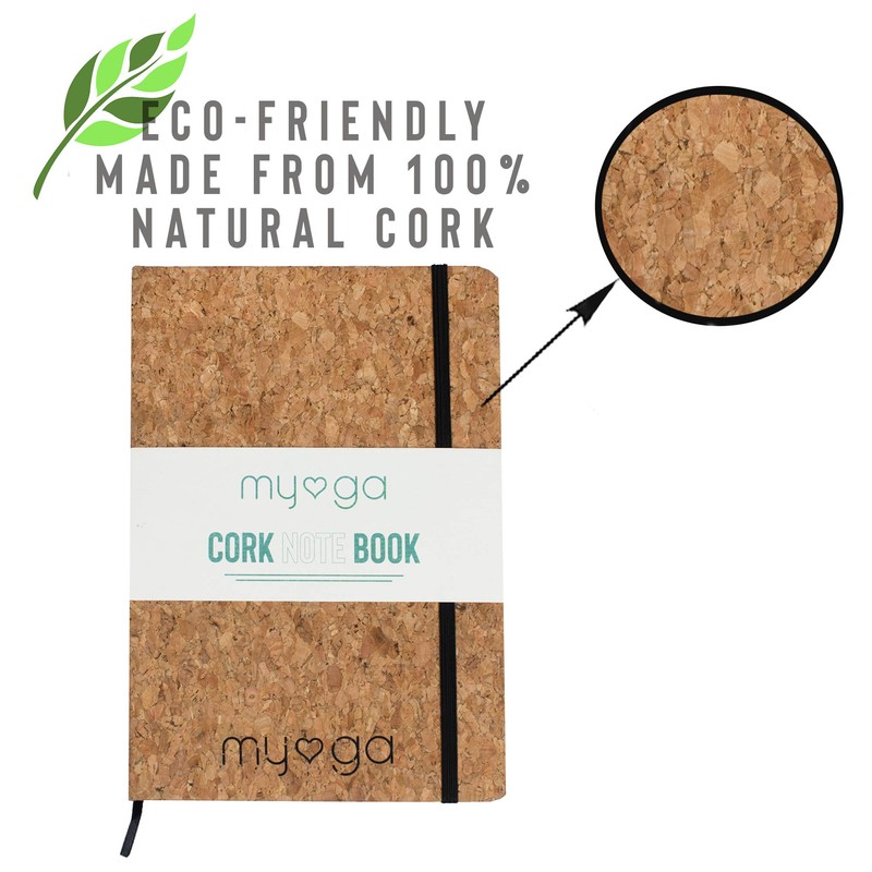 Myga Notebook Journal with Cork Cover - Eco-Friendly A5 Travel