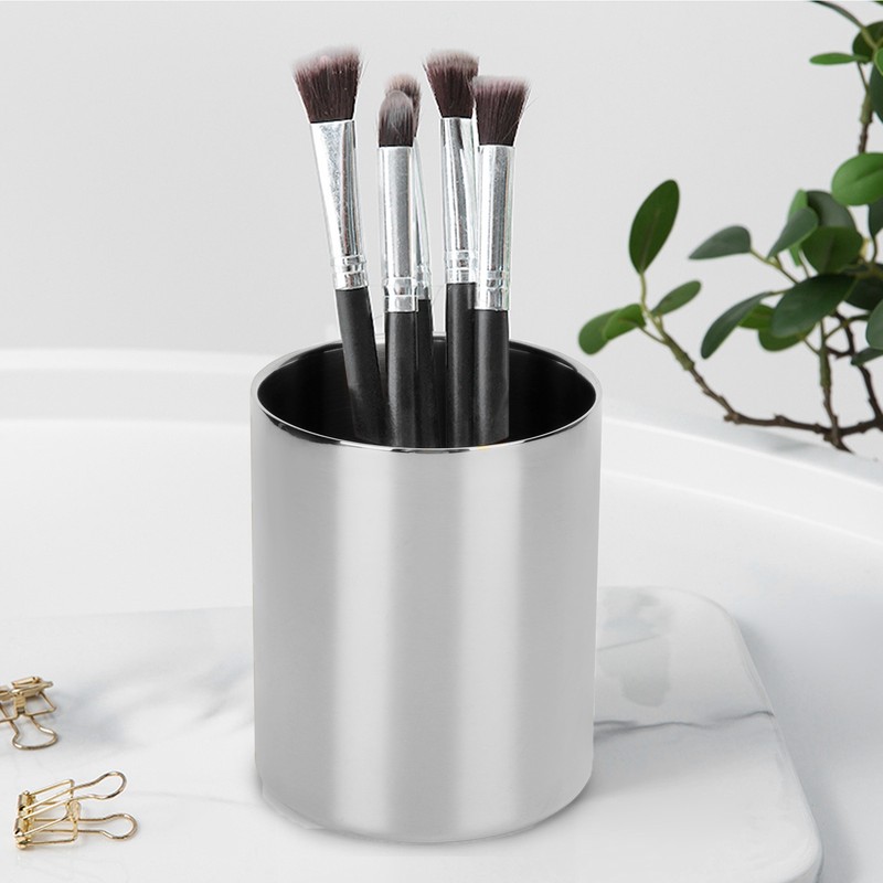 Stainless Steel Pencil Cup Holder Desk Organizer Flower Vases Pen