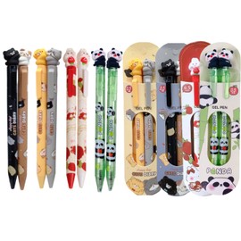 8 pairs Cuddle Gel Pen 16 pcs Cute Cartoon Gel Pen Ultra-Adorable Creative Sharing Pack Girl Friends Best Friends Couple Pen Pandas Bunny Rabbits Puppys Kitten Dogs Valentine's day gifts
