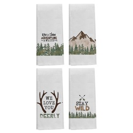 Knibeo Cabin Kitchen Towels,Cabin Decor,Rustic Cabin Decor Wildlife Hand Towels for Bathroom,Log Cabin Decor,Farmhouse Kitchen Towel,Cabin Owner Gifts,Woodland Decor,16x24 Inch Set of 4
