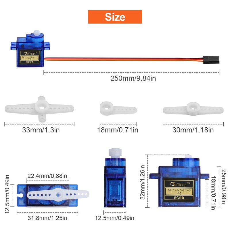 Beffkkip RC Servo 12Pcs SG90 9g Micro Servos for RC