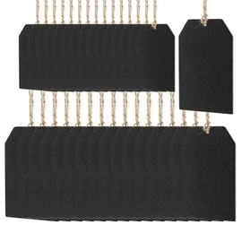 ZZHXSM 32PCS 3.1x2inch Black Wooden Hanging Mini Chalkboard Label with Cord Price Tag Message Labels Festive Christmas Wedding Gift Hangers
