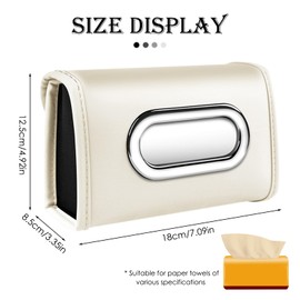 DOAGEAS Car Tissue Holder, Rectangle Tissue Box Cover in Car, PU Leather Backseat Napki Holder Organizer Fit for 100-150 Tissues Extra Large Size Tissue Box Storage for Universal Vehicle (Beige)