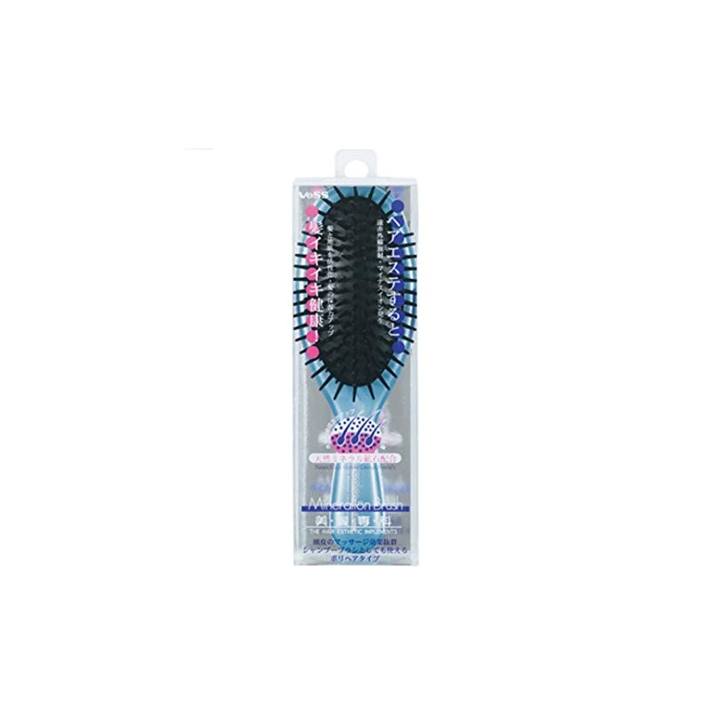 Bess Mineral Ion Poly Hair Brush, Blue